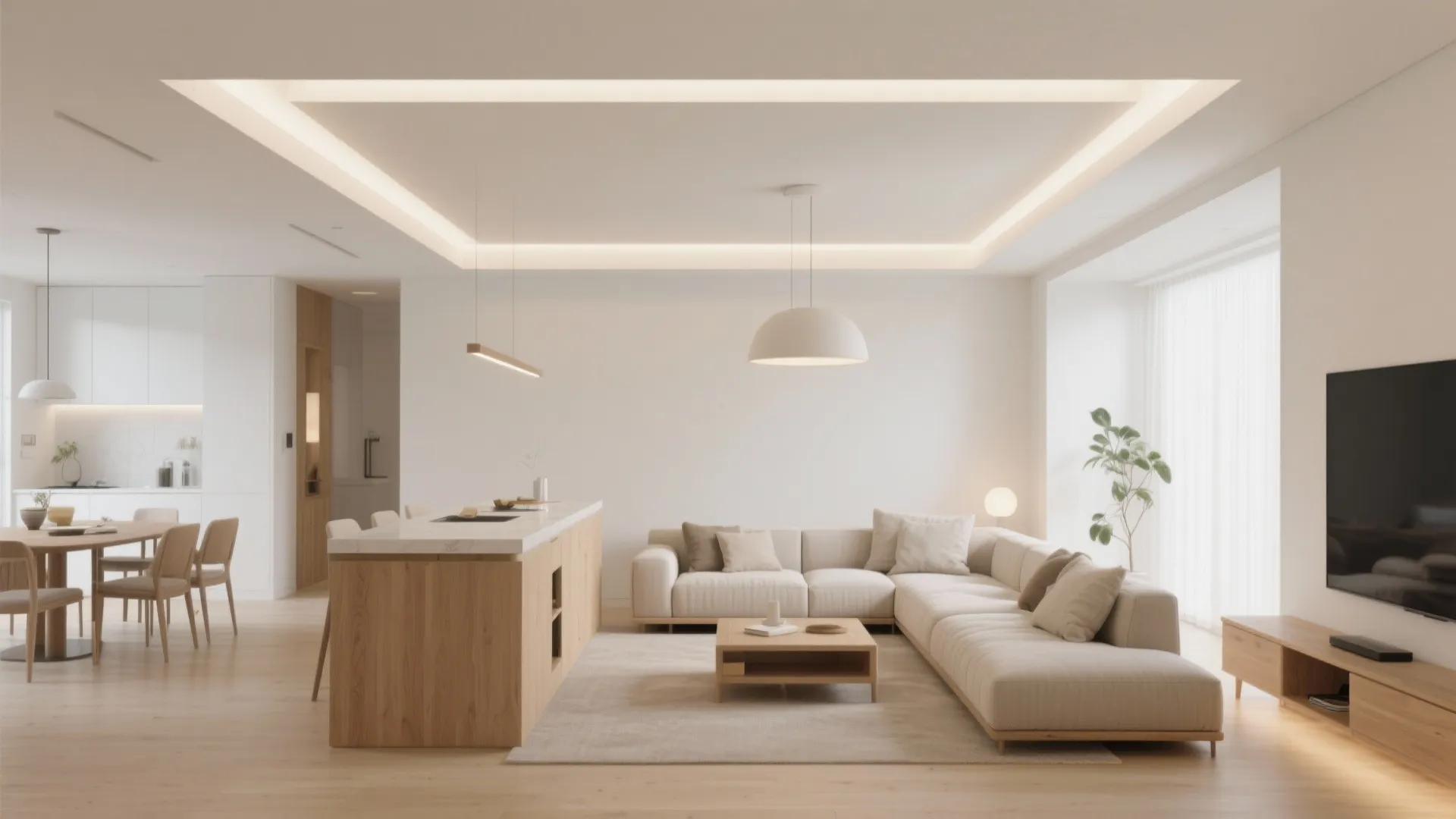 Floating ceiling planes for subtle zoning