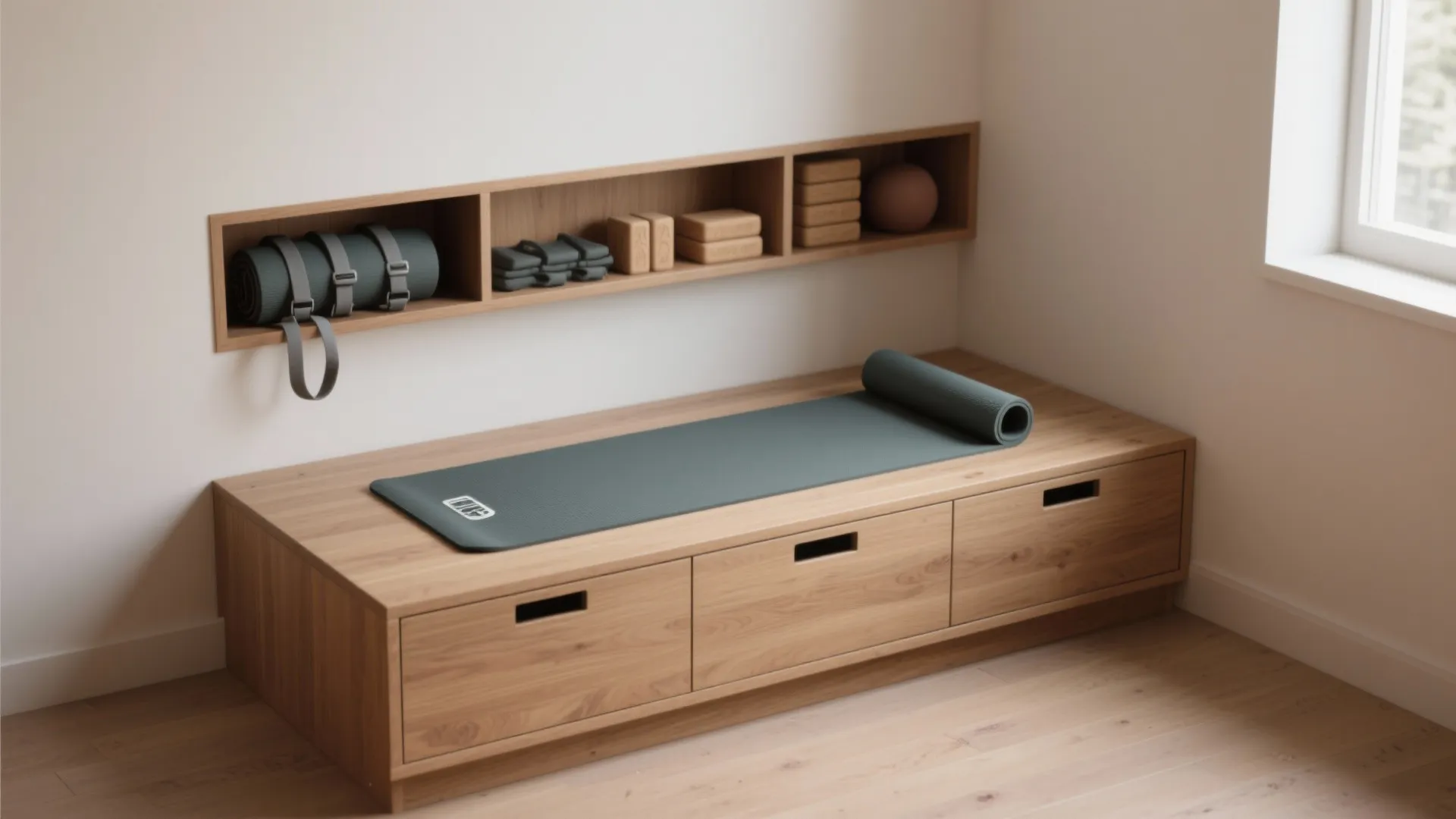 1. Floating platform with hidden storage