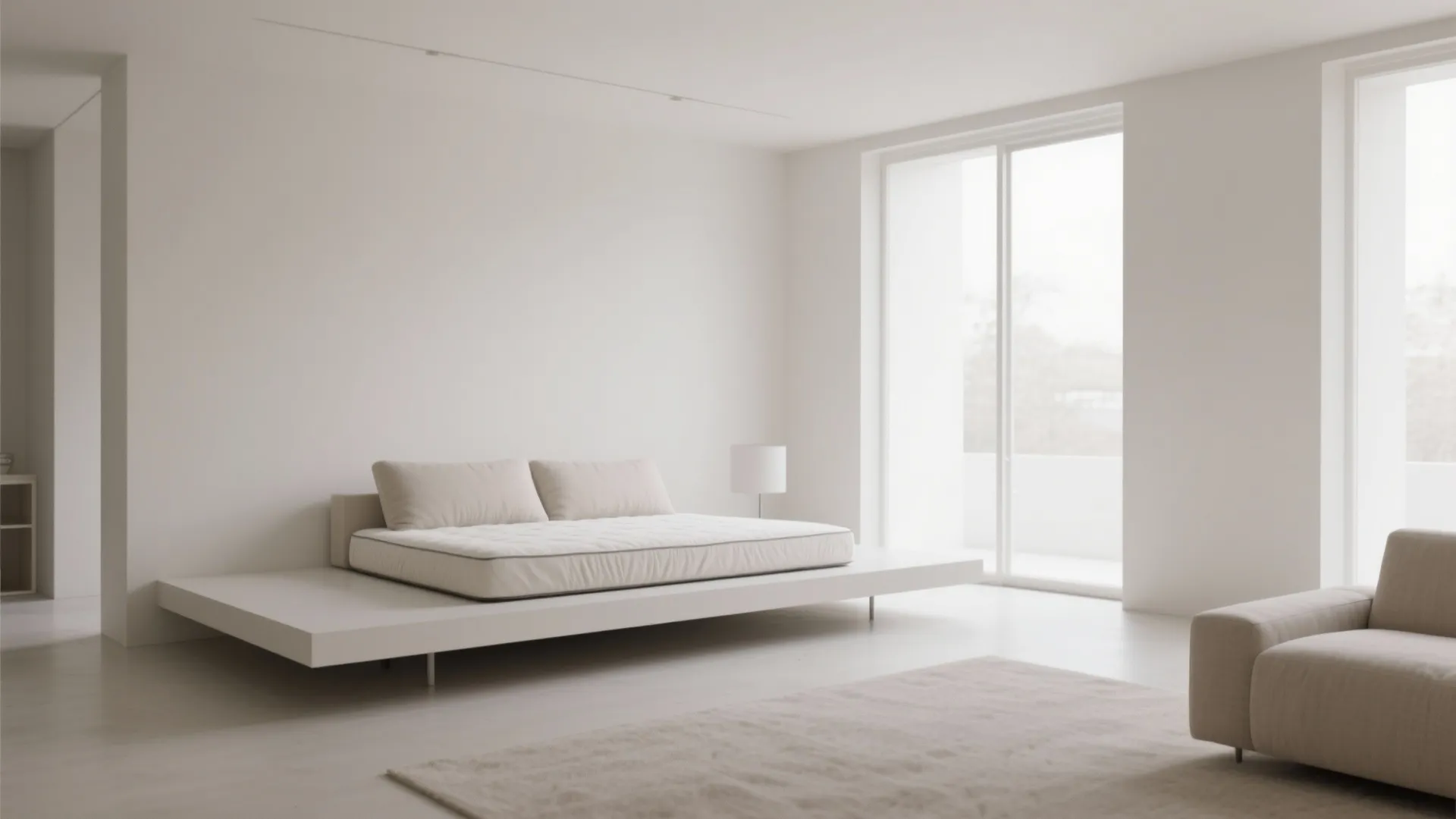 Low floating platform daybed in a modern living space