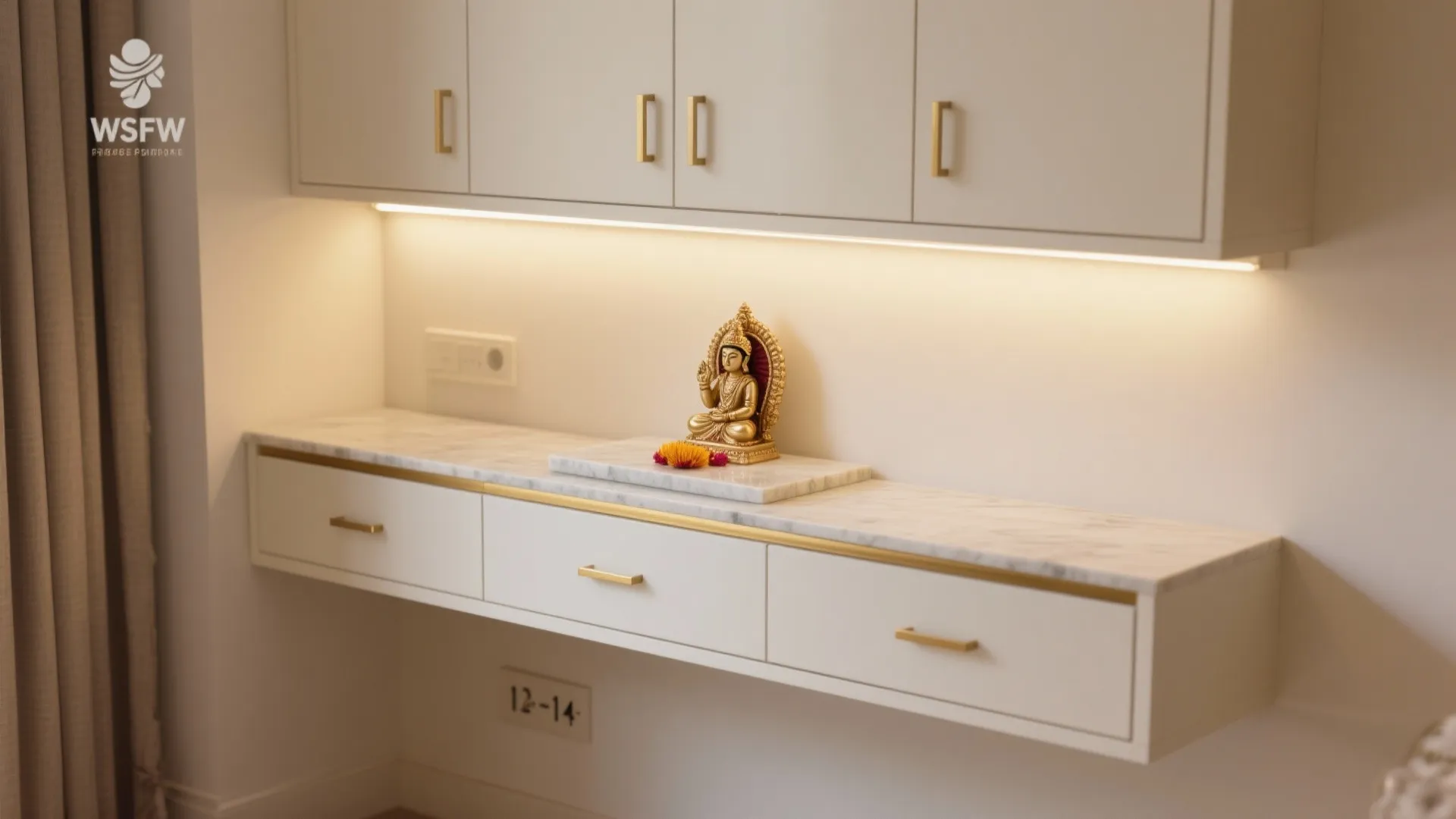 Wall-Mounted Pooja Unit With Hidden Storage