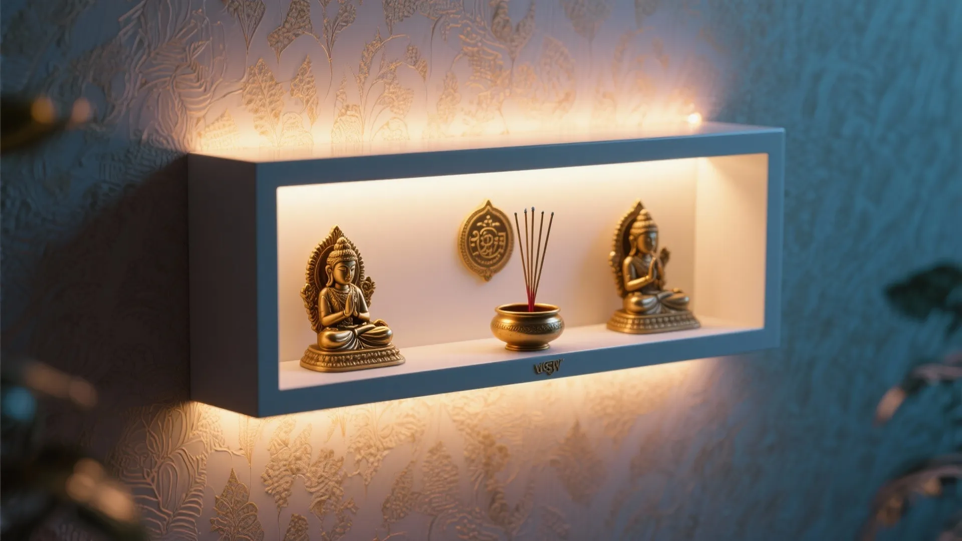 Wall-Mounted Floating Pooja Shelf