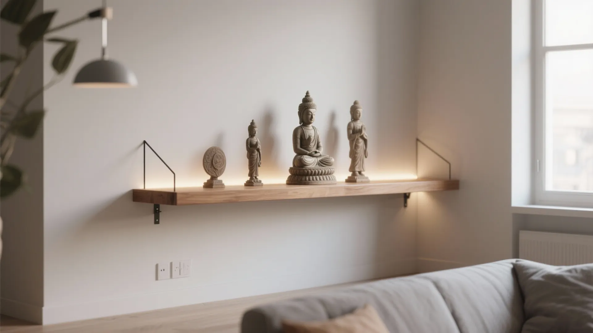 Minimalist Floating Shelf Pooja Space