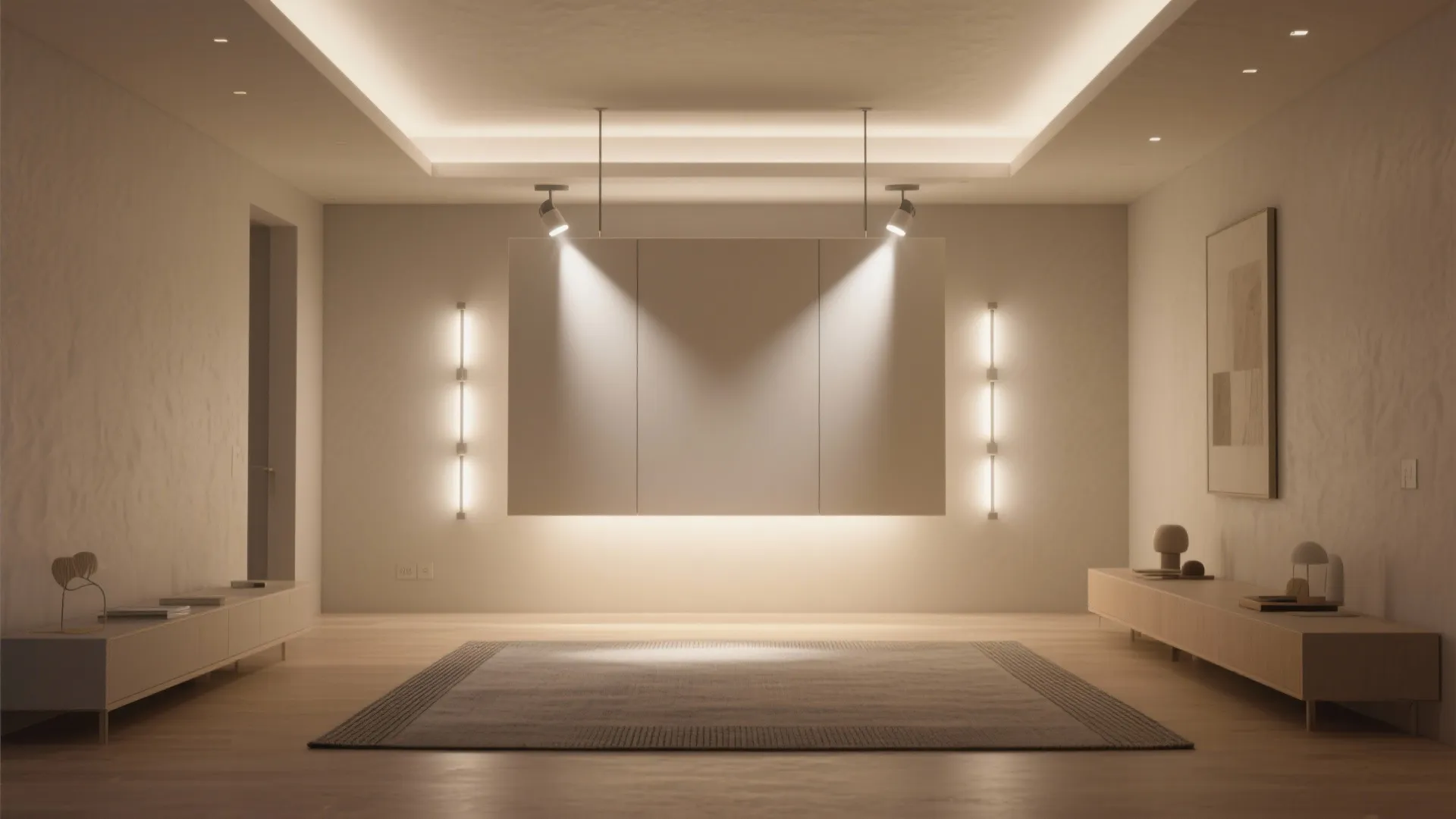 Floating POP island with recessed spots