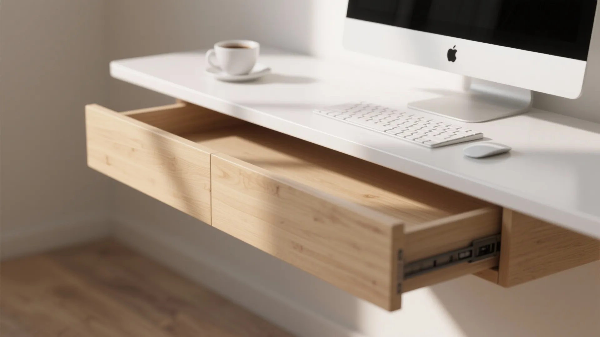 2. Floating Shelf with Pull-Out Surface