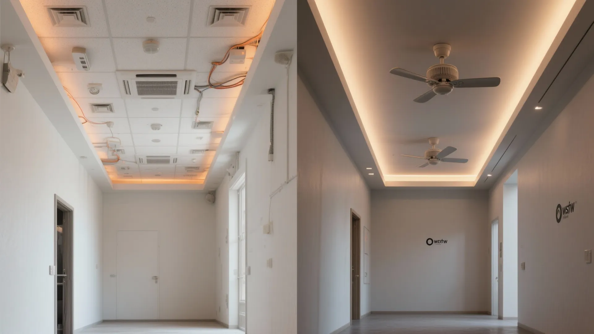 5) Floating Ceiling Rafts and Fan Offsets for Compact Halls
