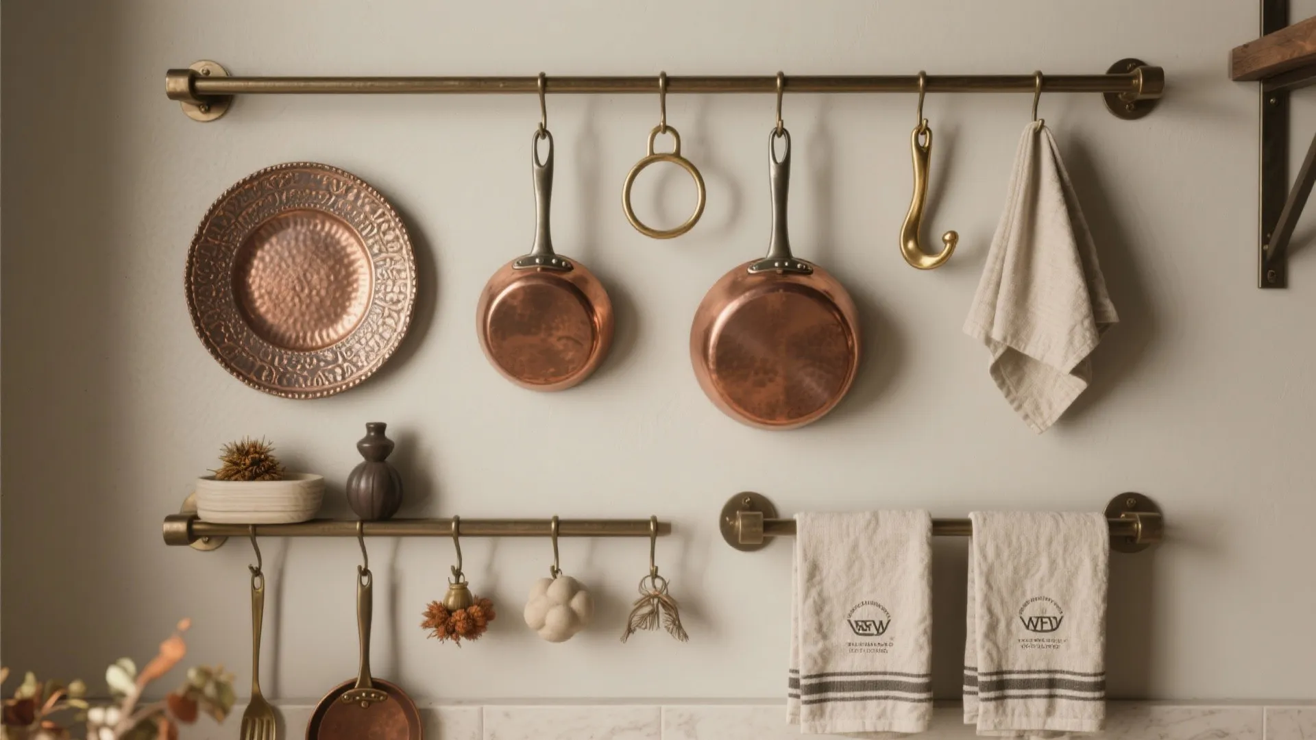 5. Floating racks and integrated rails for everyday display