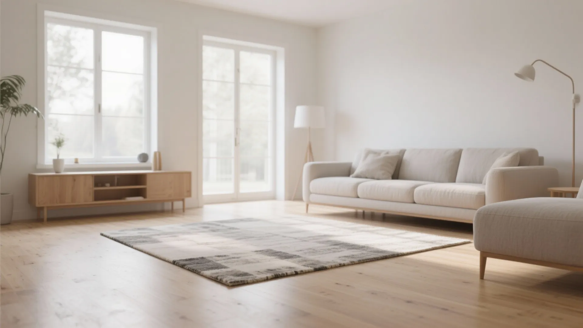 1. Minimalist Layout with a Floating Rug