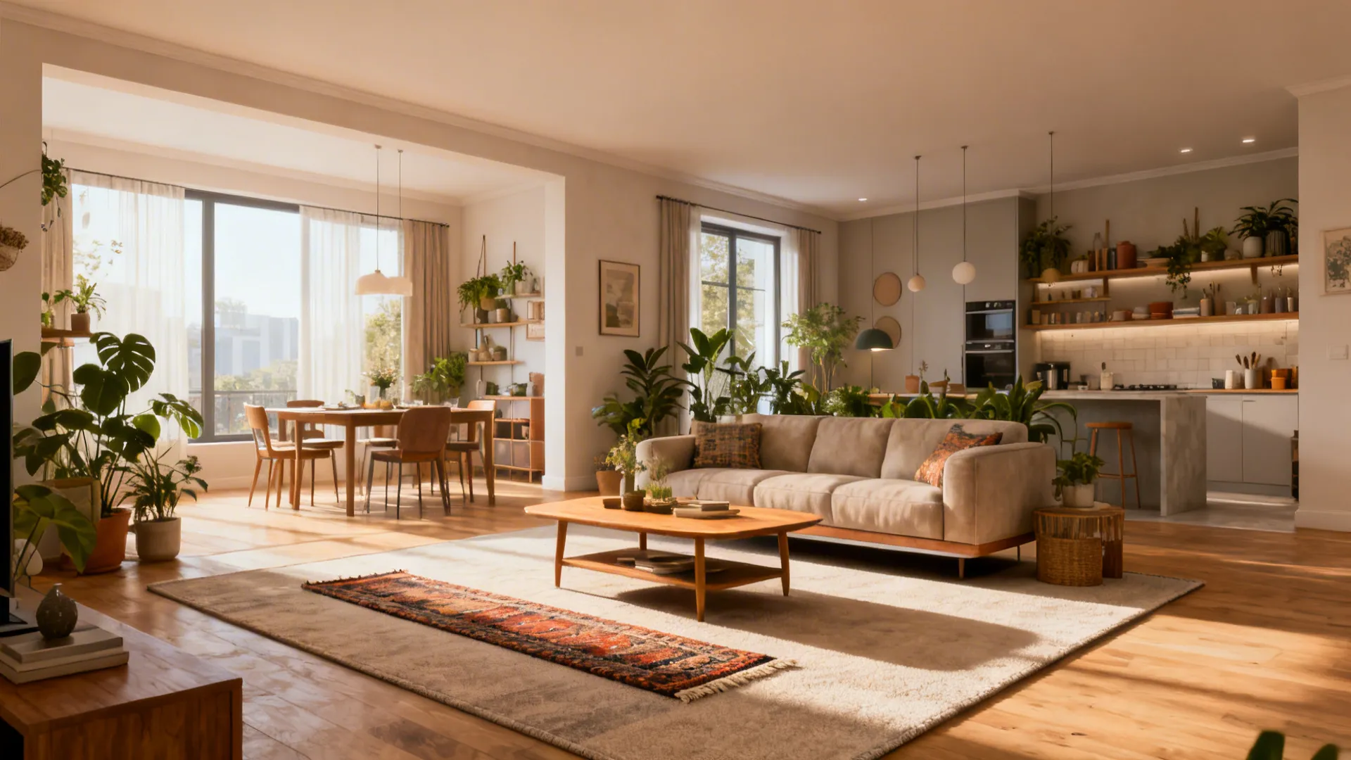 3. Floating Rug (Define Zones in Open Plans)