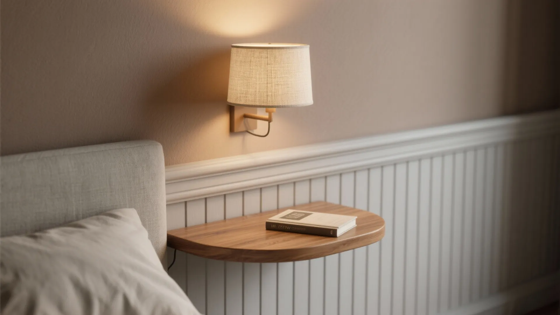 Floating nightstands and wall-mounted lighting