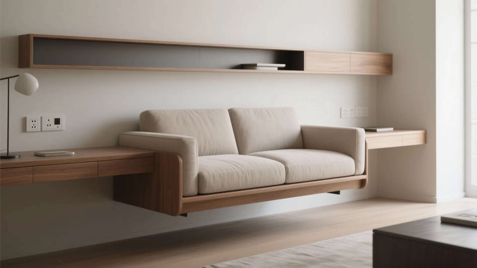 5. Floating seating and multi-use furniture