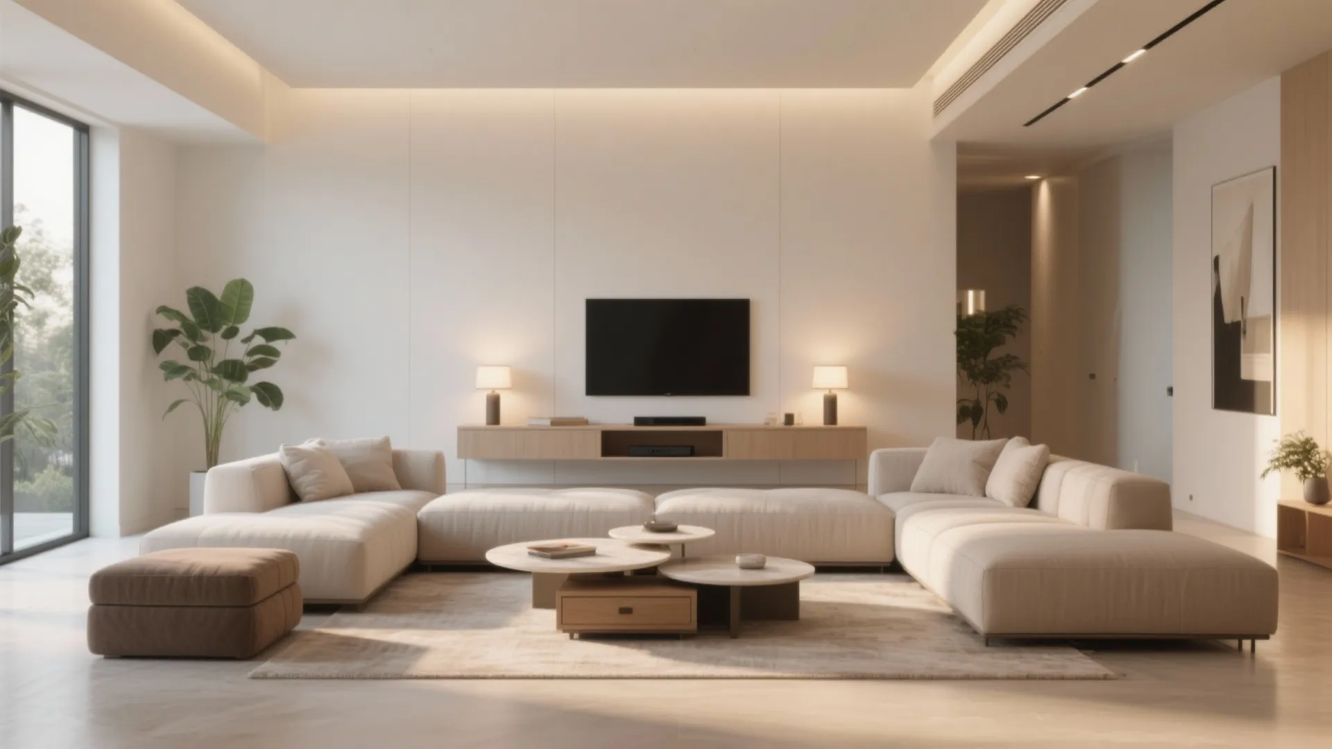 2. Floating Sectional with Multi-functional Coffee Table