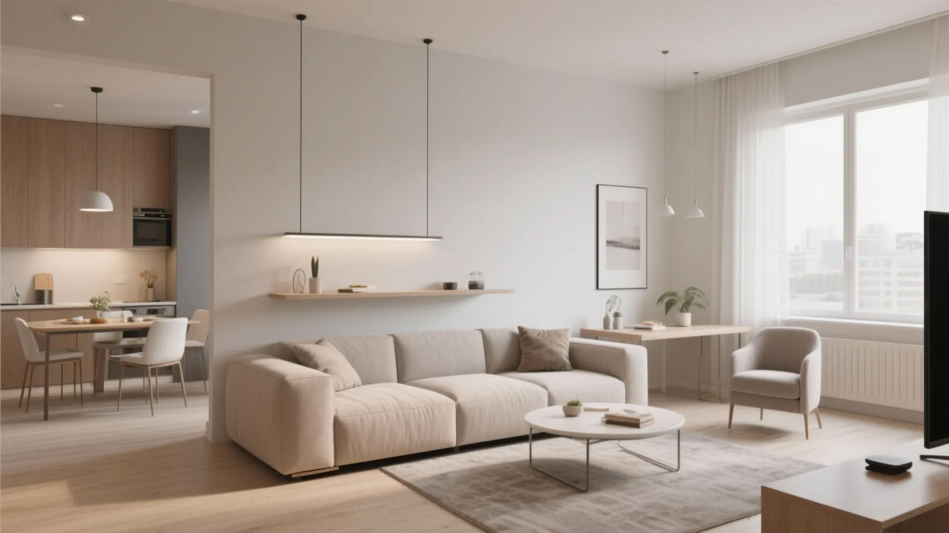 6. Floating Sectional in Open-Concept Layout