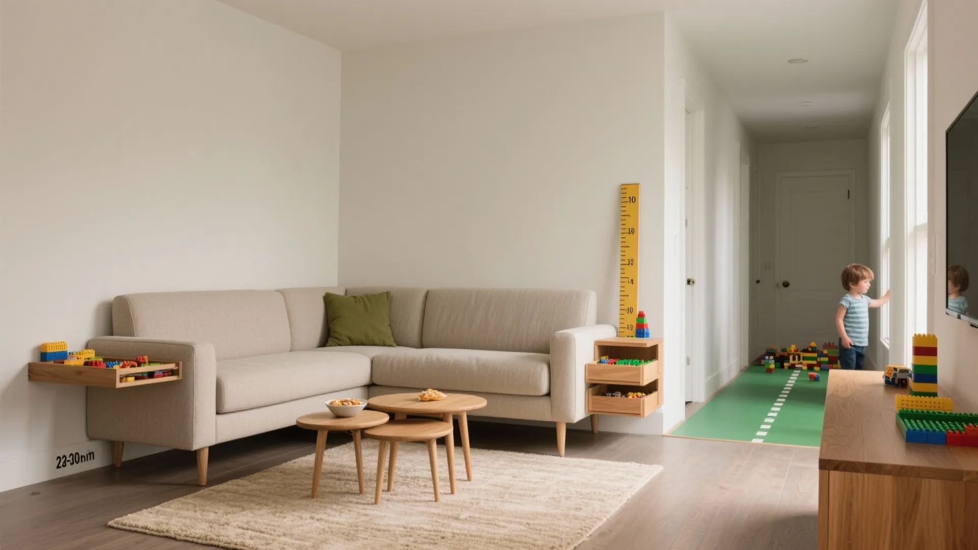 Floating Zone with a Compact Sectional and Nesting Tables