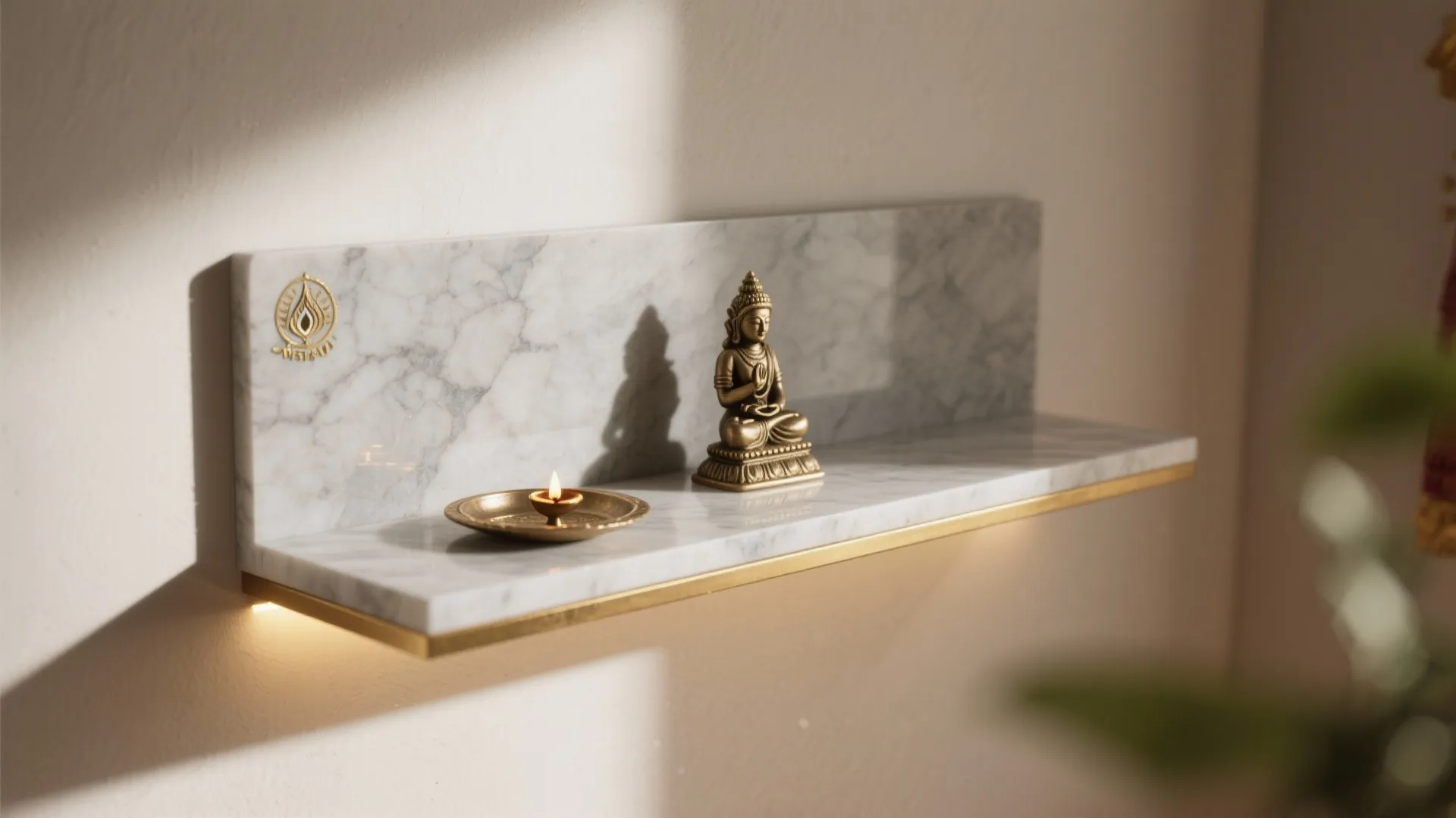 Floating Pooja Shelf with Integrated Lighting