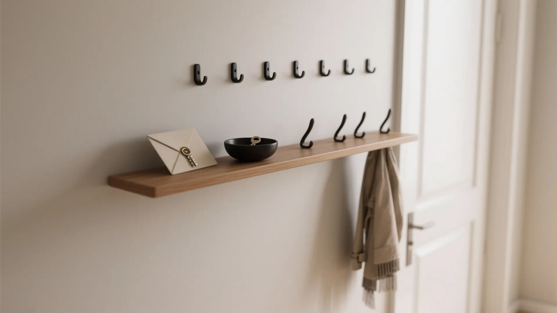 Tips 2: Narrow floating shelf with hooks