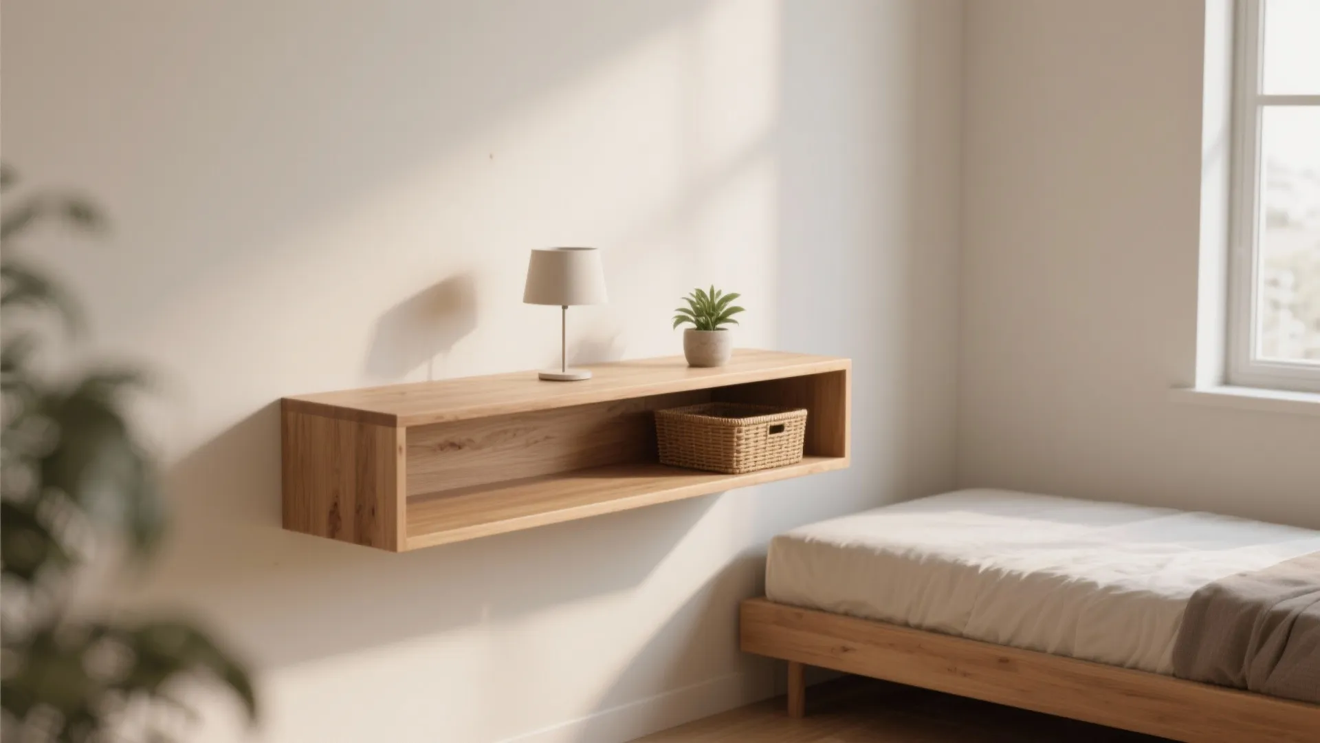 1. Wall-mounted floating bedside