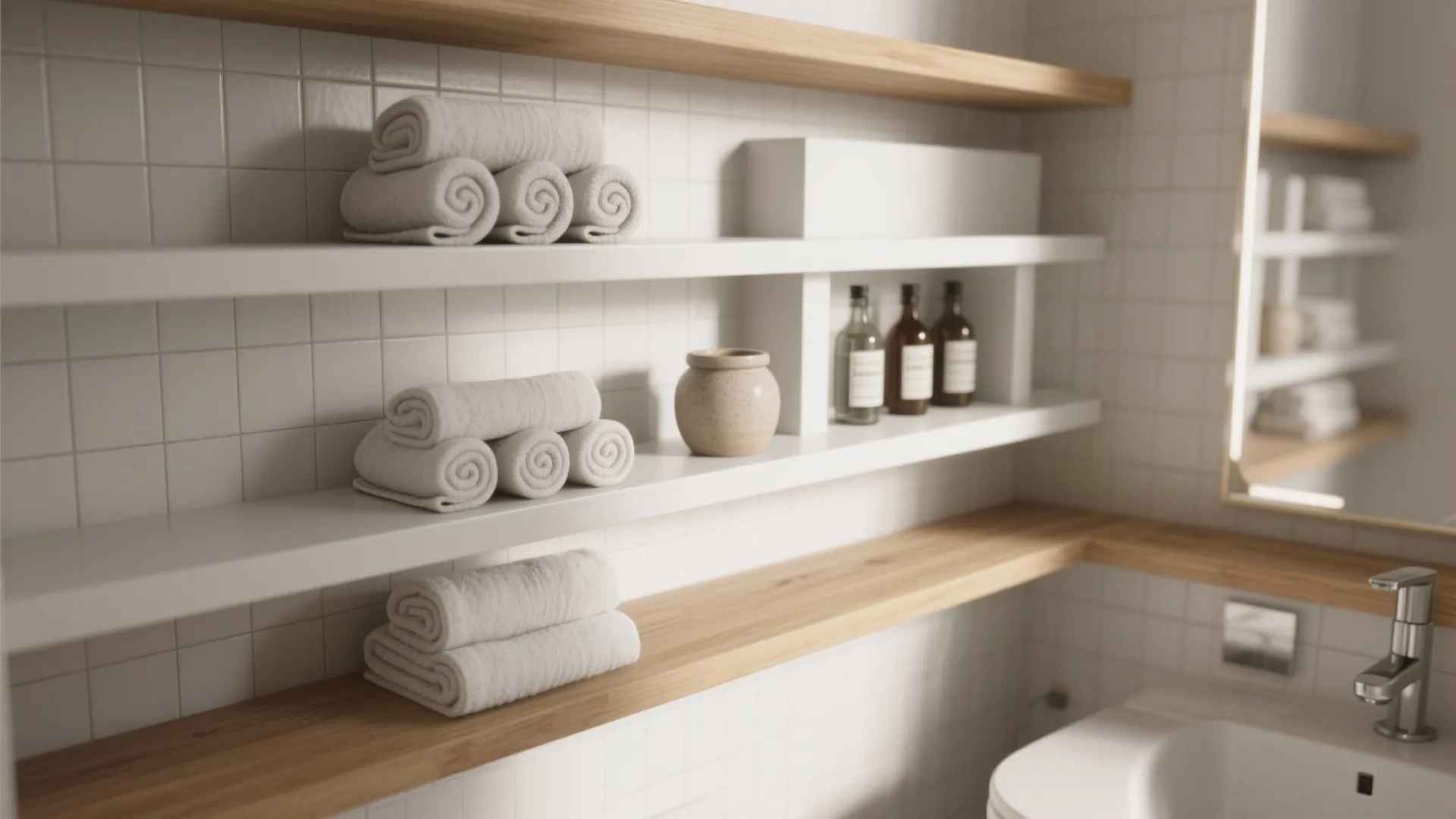 Smart Storage: Floating Wooden Shelves and Niches