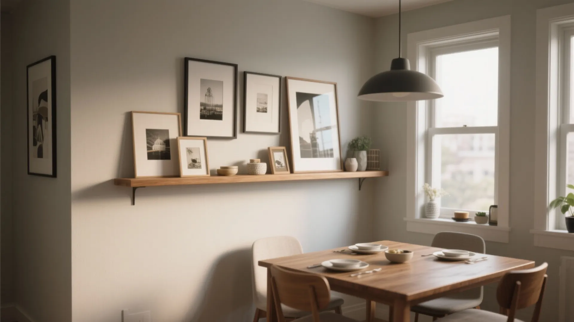 4. Floating shelf gallery (practical and changeable)