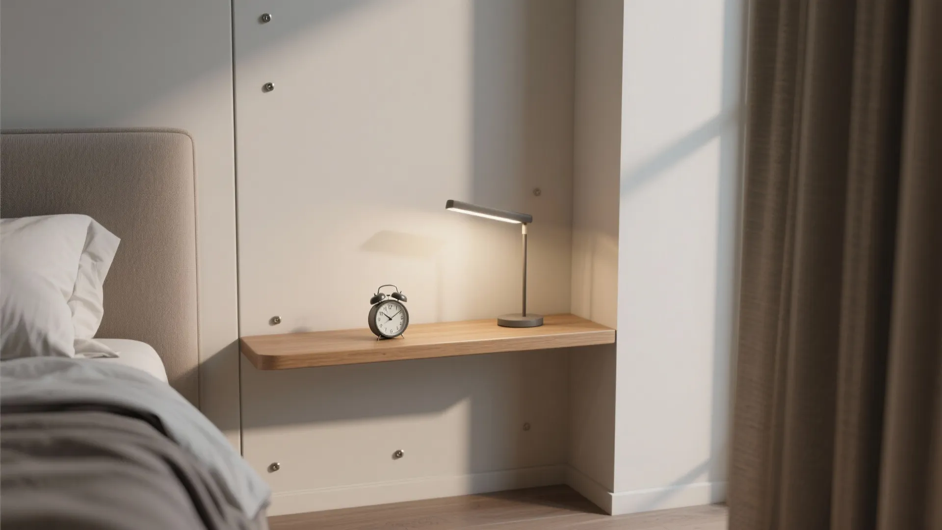 4. Floating Shelf as a Nightstand Alternative