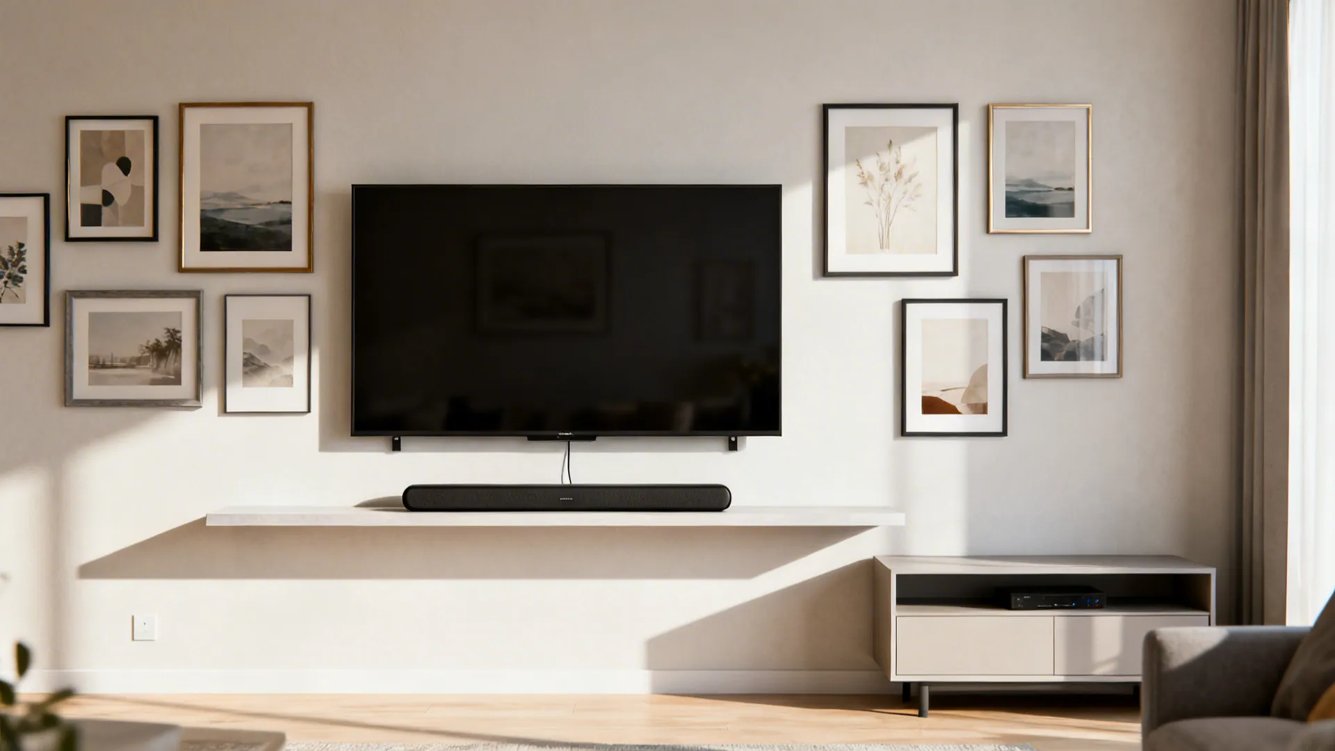 2. Floating shelf and art combo