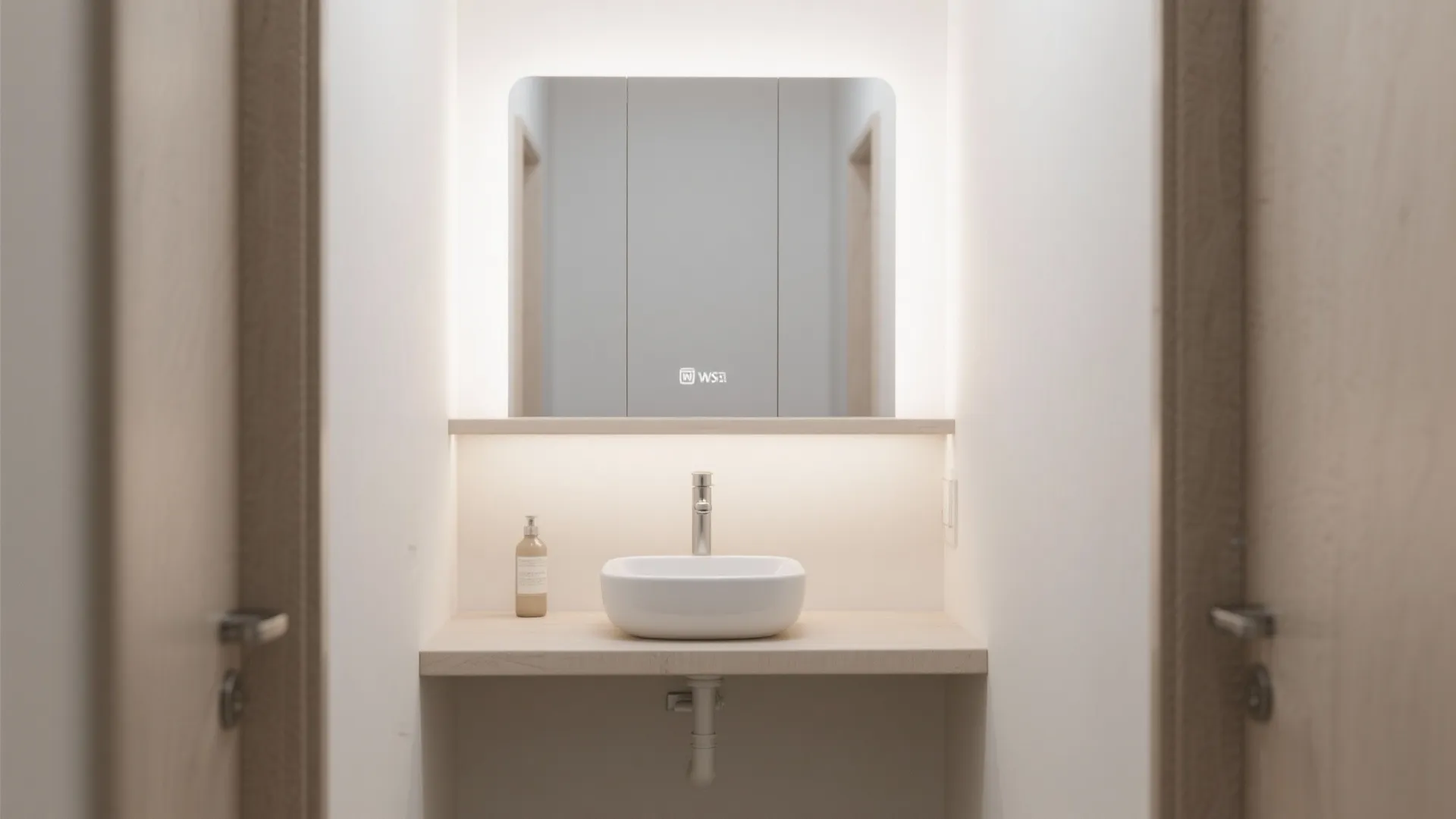 5) Floating Shelf Basin With Mirror Storage