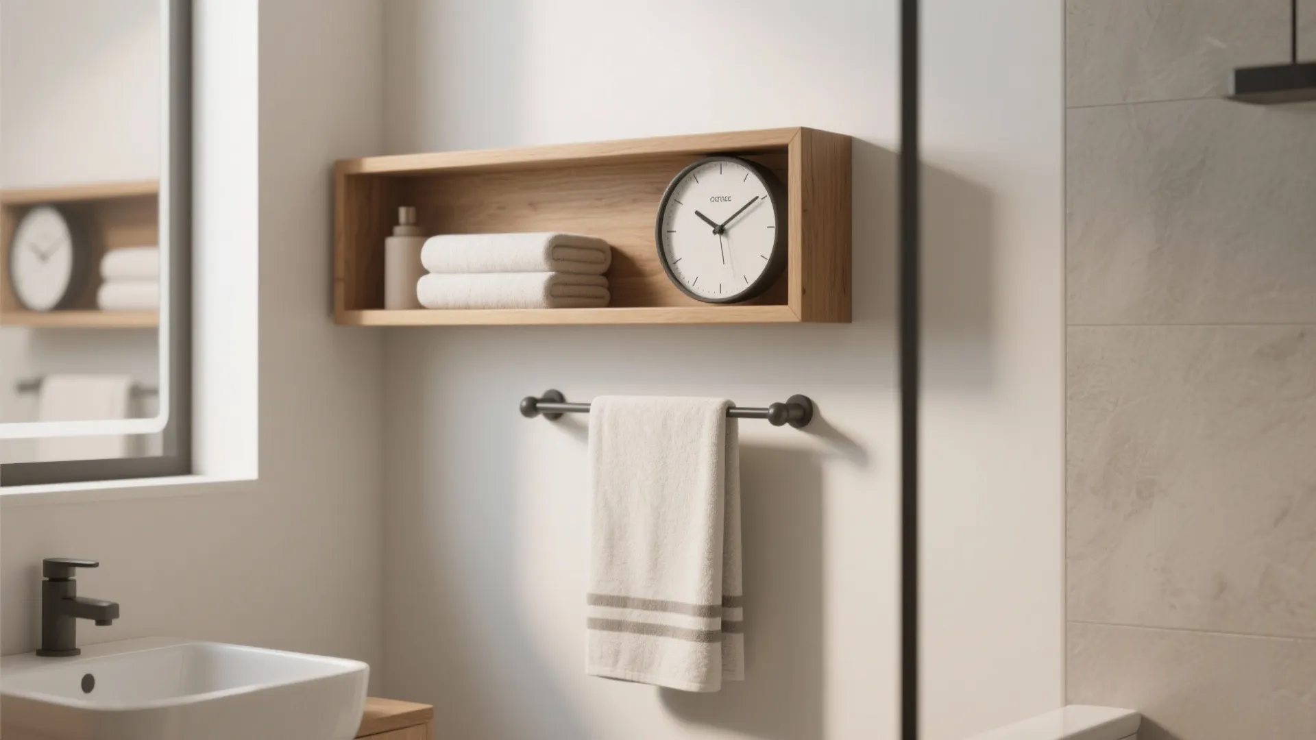 9. Floating Shelf with Built-in Clock