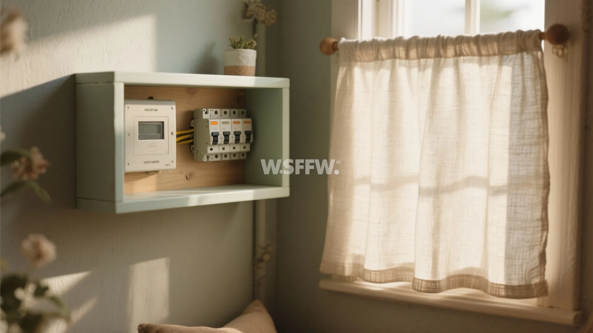 3. Floating Shelf with Curtain