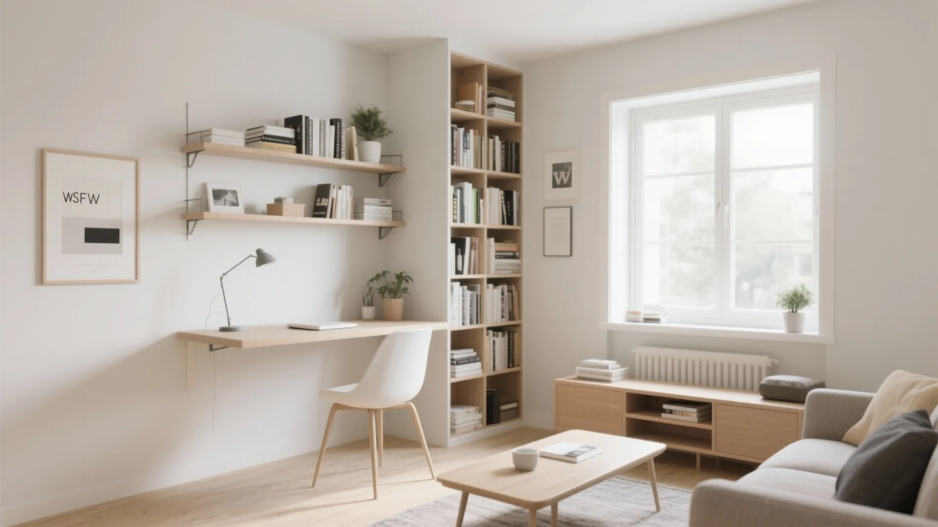 2. Floating Shelves as Workspace