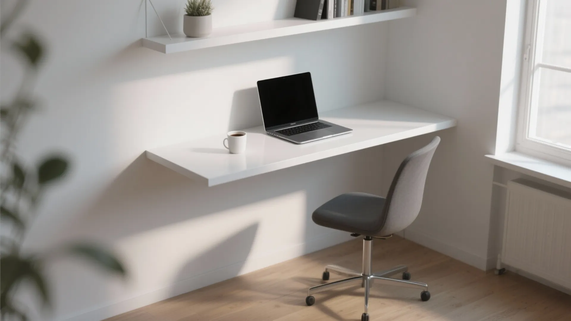 7. Floating Shelf Desk