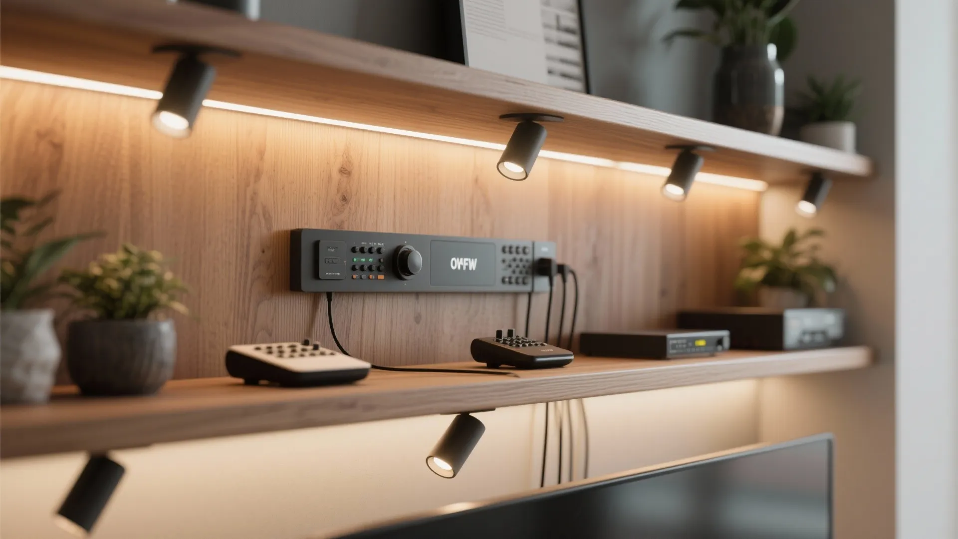 3. Floating Shelves with Integrated Lighting