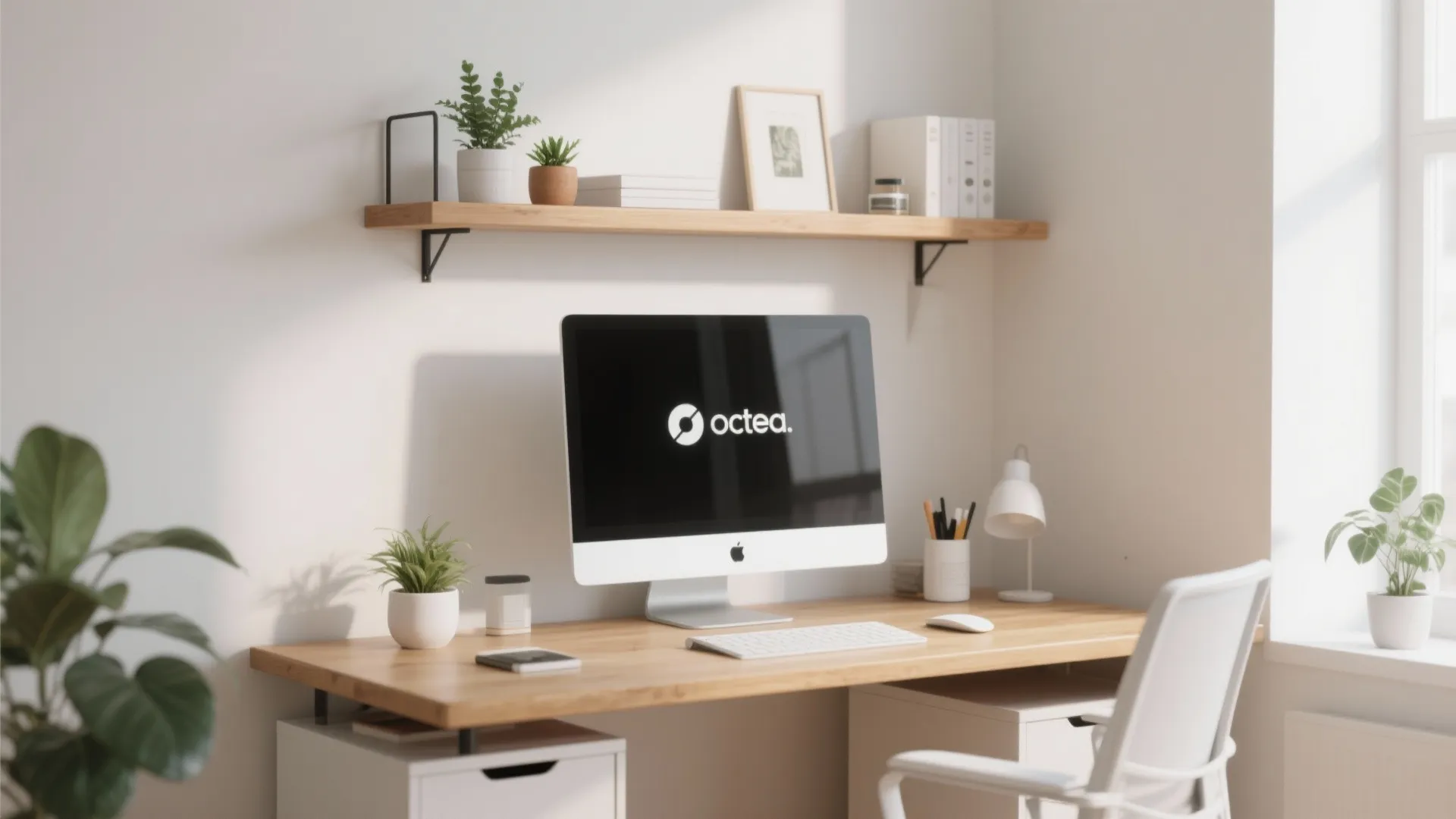 7. Floating Shelves Above the Monitor