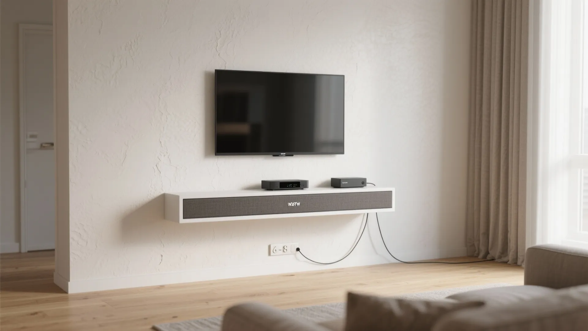 2) Over a narrow floating shelf (or ledge)