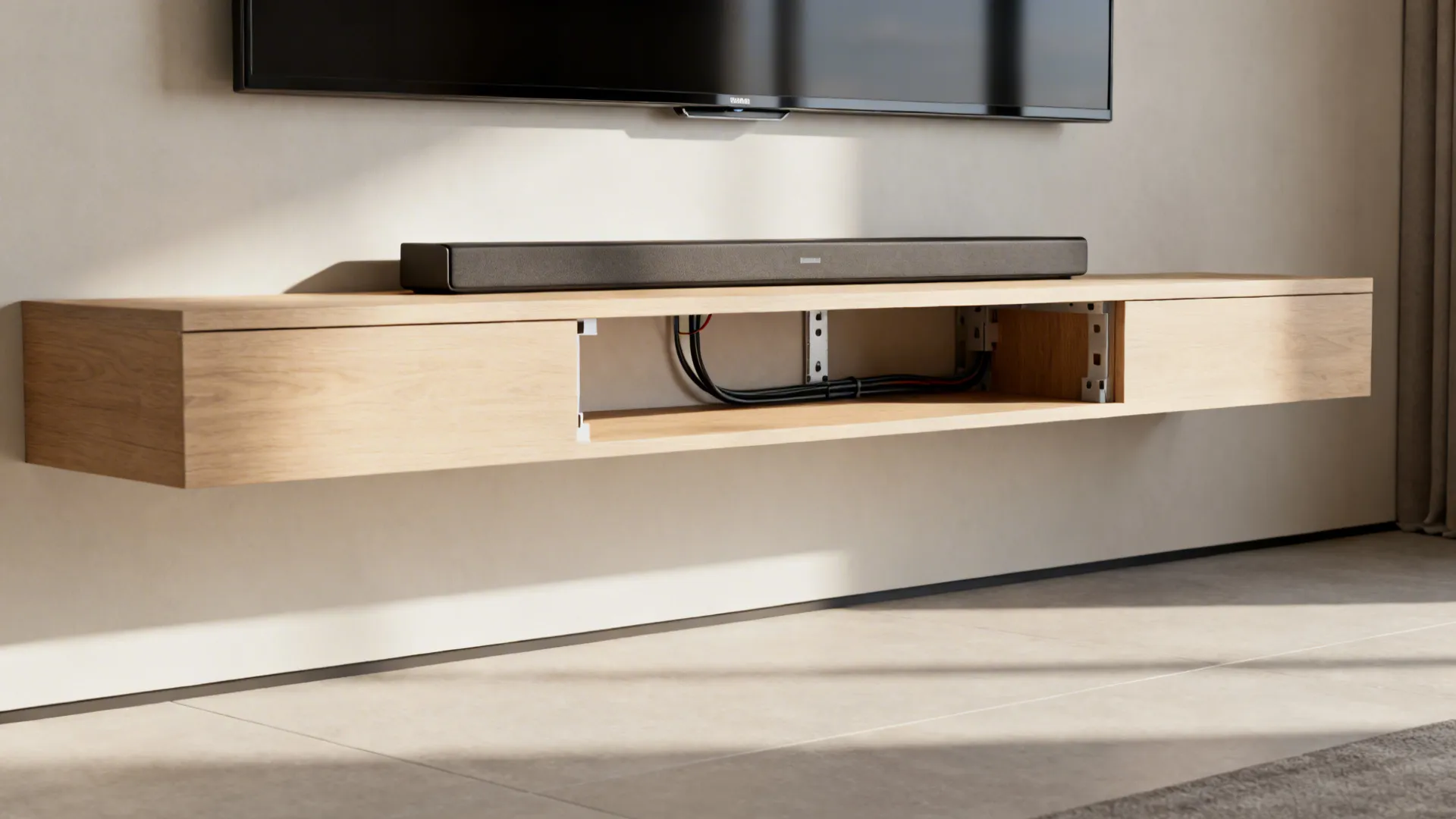 1. Wall-mounted floating shelf