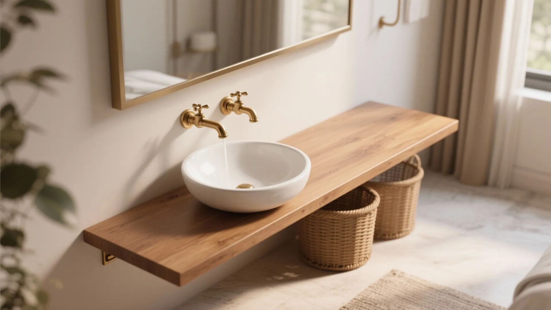 2. Use a Floating Shelf as a Vanity Top