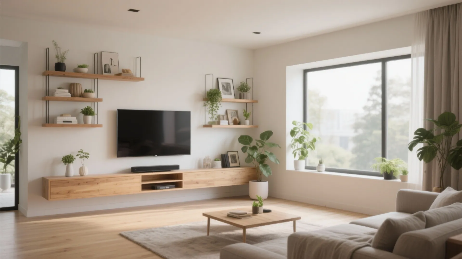 6. Floating shelves instead of bulky units