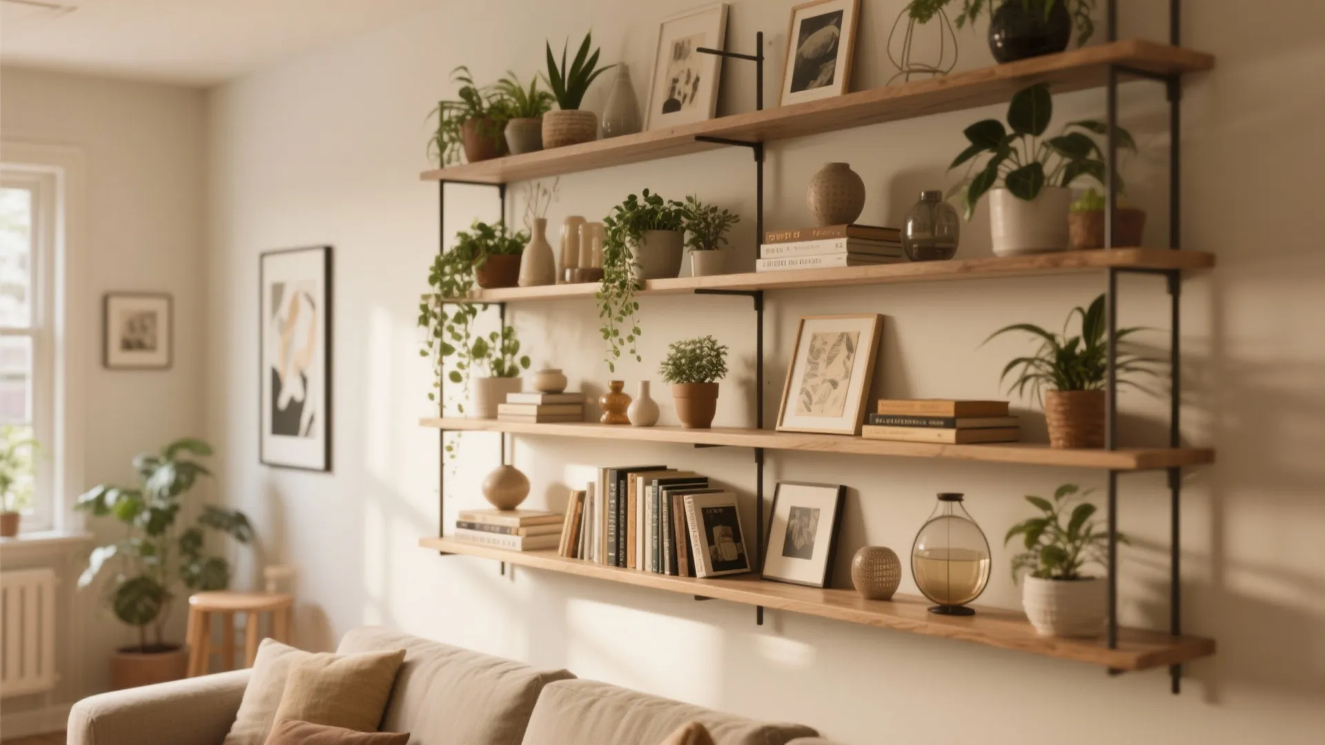 2. Floating Shelves for Vertical Storage