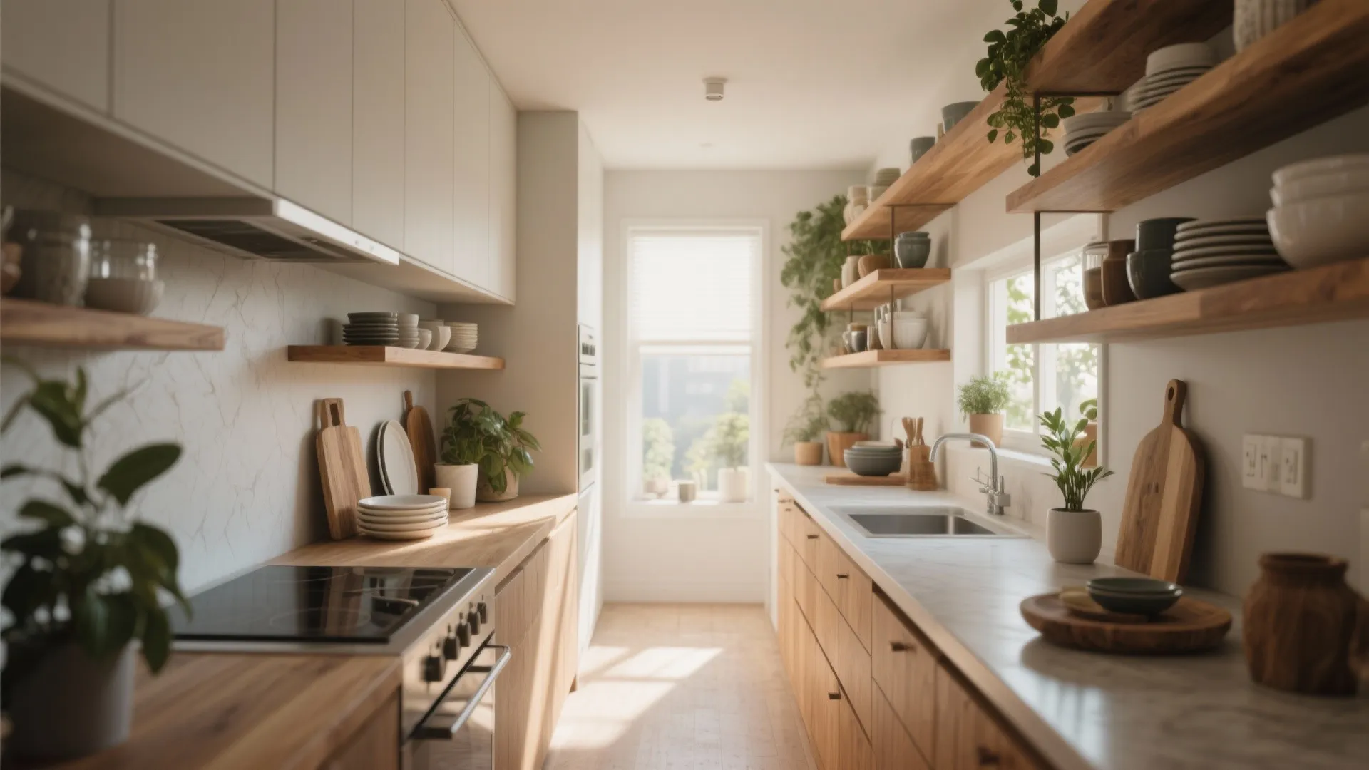 8. Floating Shelves for Visual Space