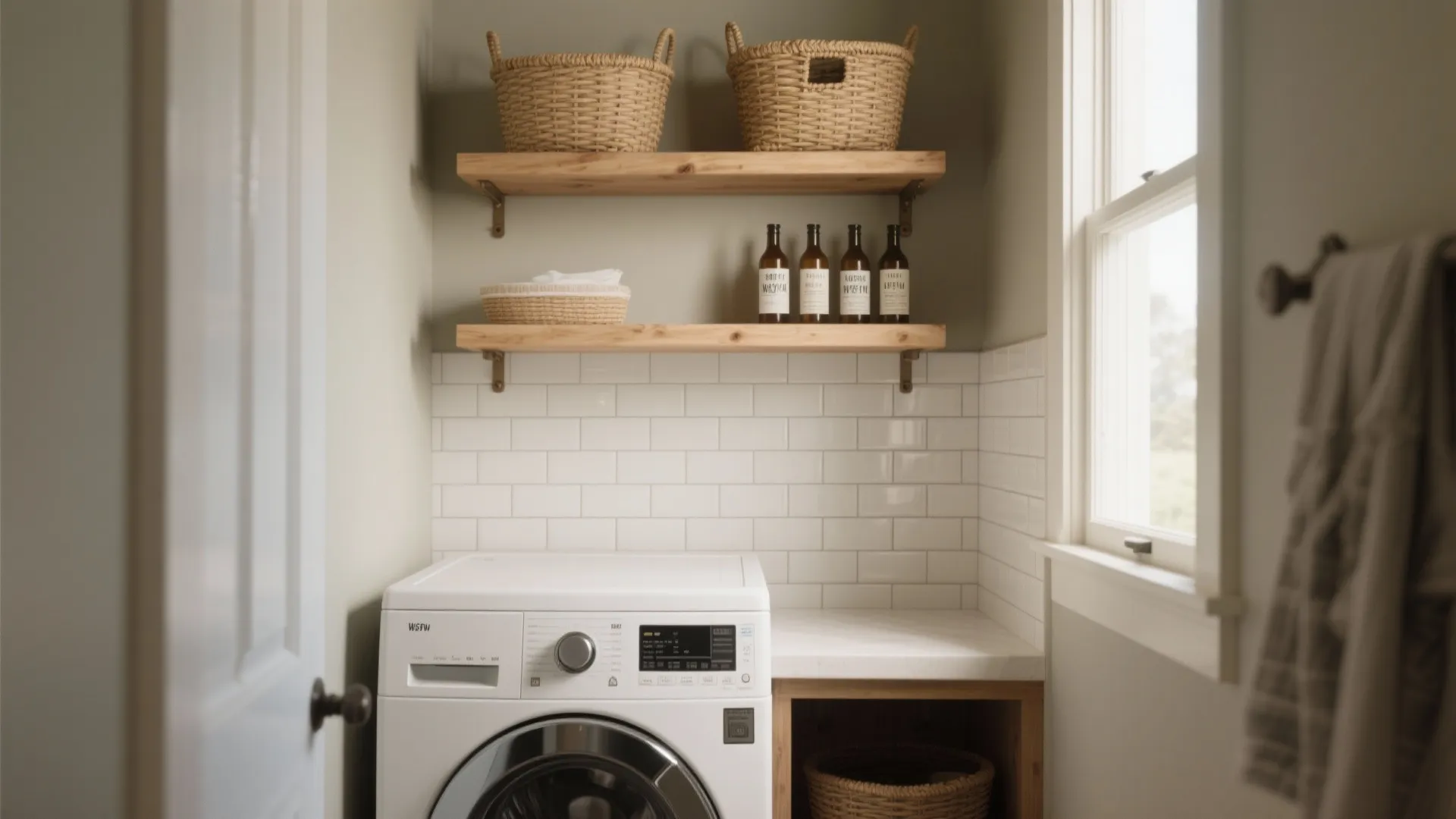 Floating Shelves Above Washer