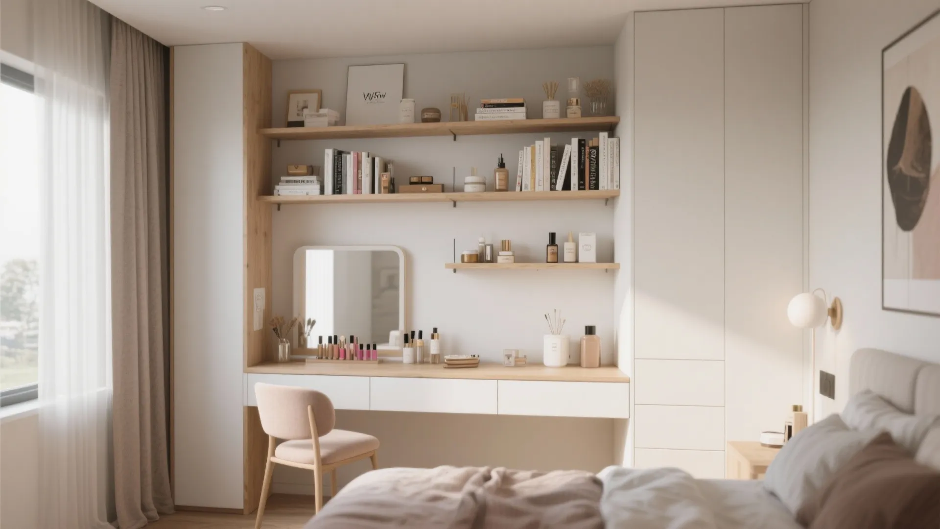 4. Floating shelves and multifunction furniture