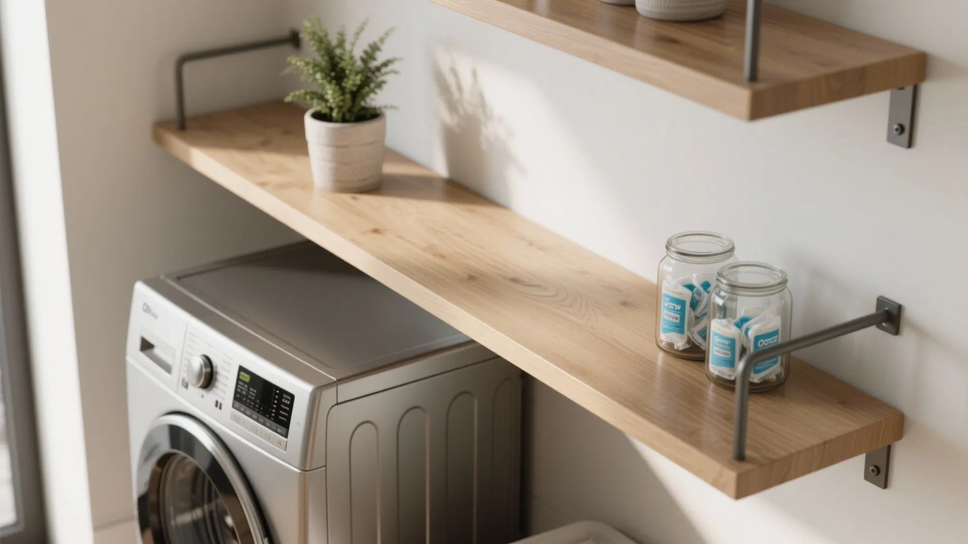 Floating shelves above front-load washers