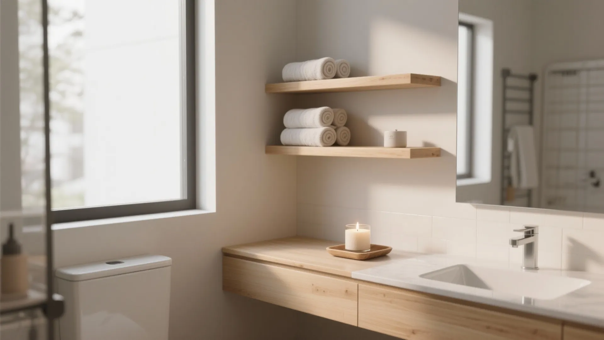 1. Lightweight storage with floating shelves