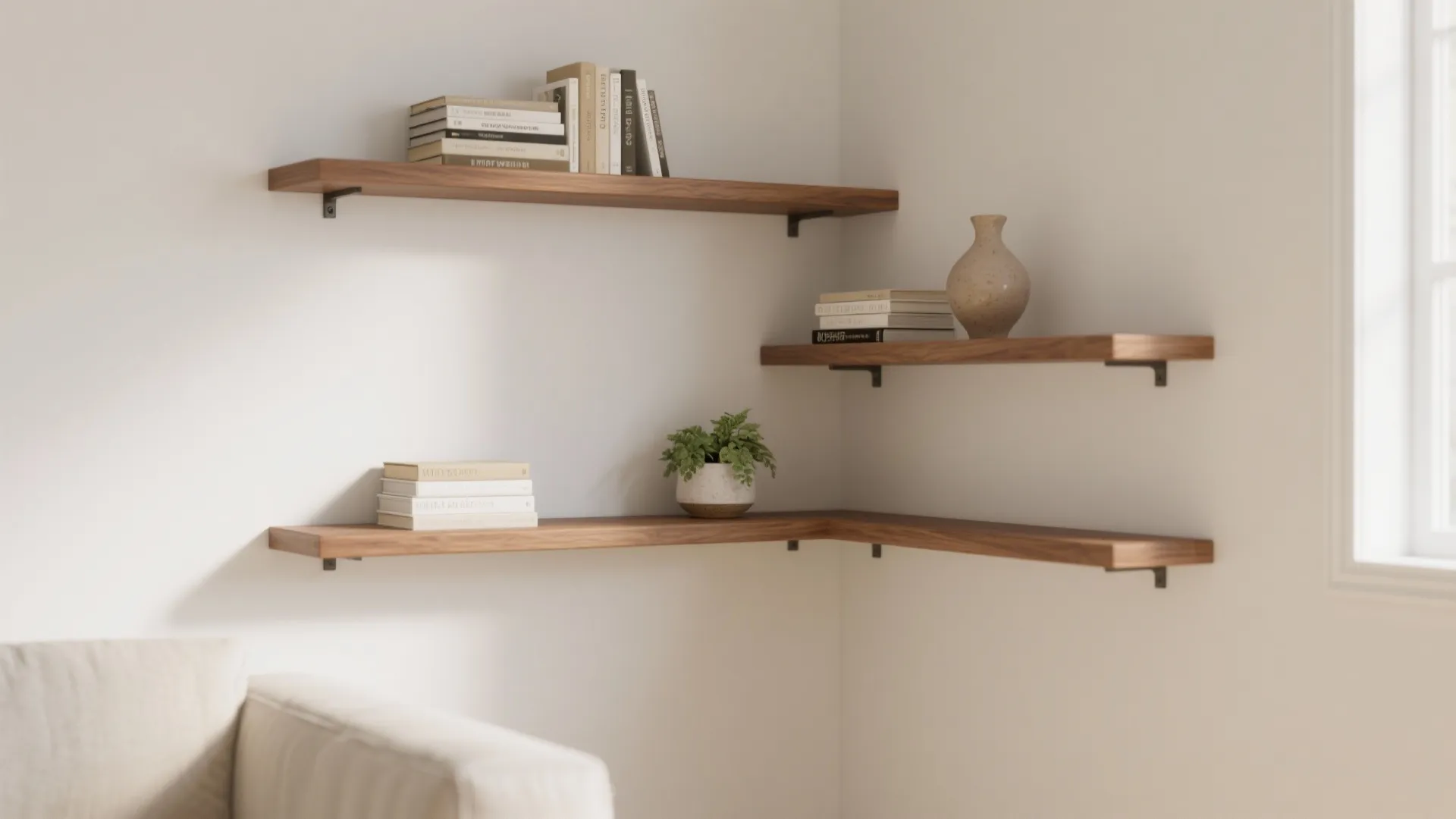 Minimalist Floating Corner Shelves