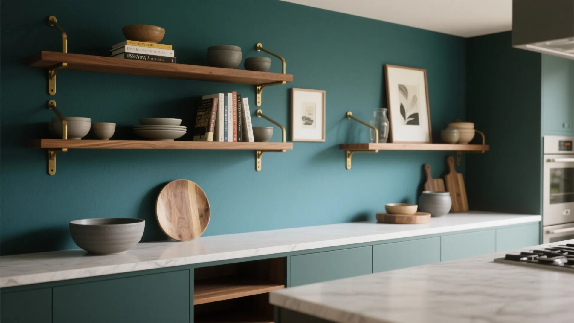 1. Floating Shelves + Accent Paint