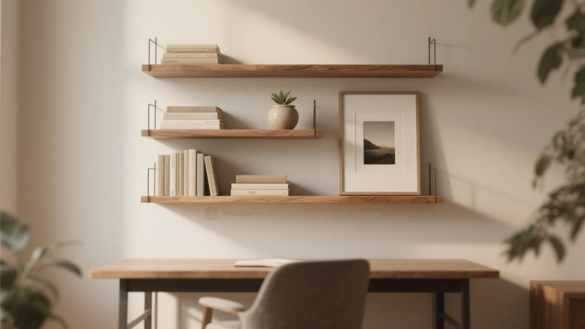 1. Floating-shelf gallery wall: layered depth without crowding