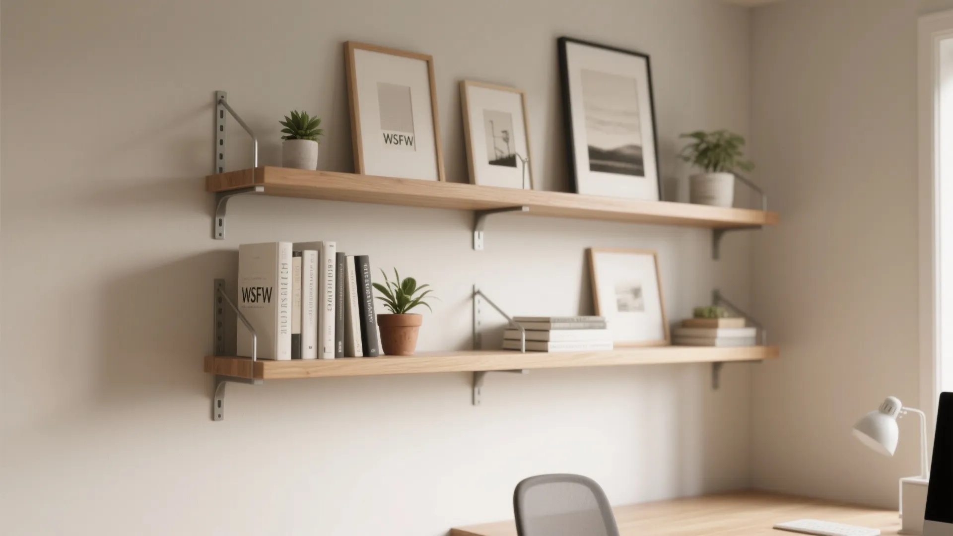 1. Floating Shelves with Hidden Brackets