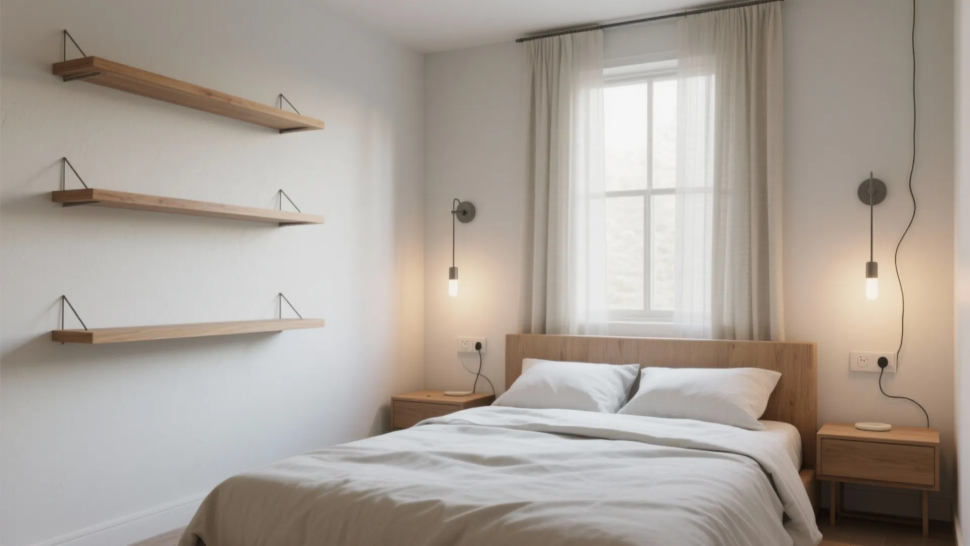 3. Free up floor space with wall lighting and floating surfaces