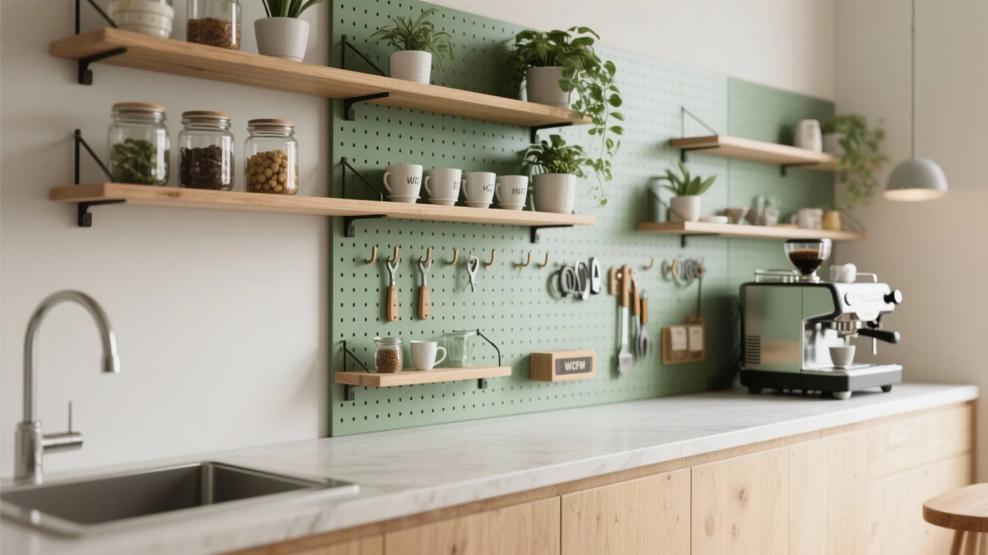 3. Floating Shelves + Vertical Storage