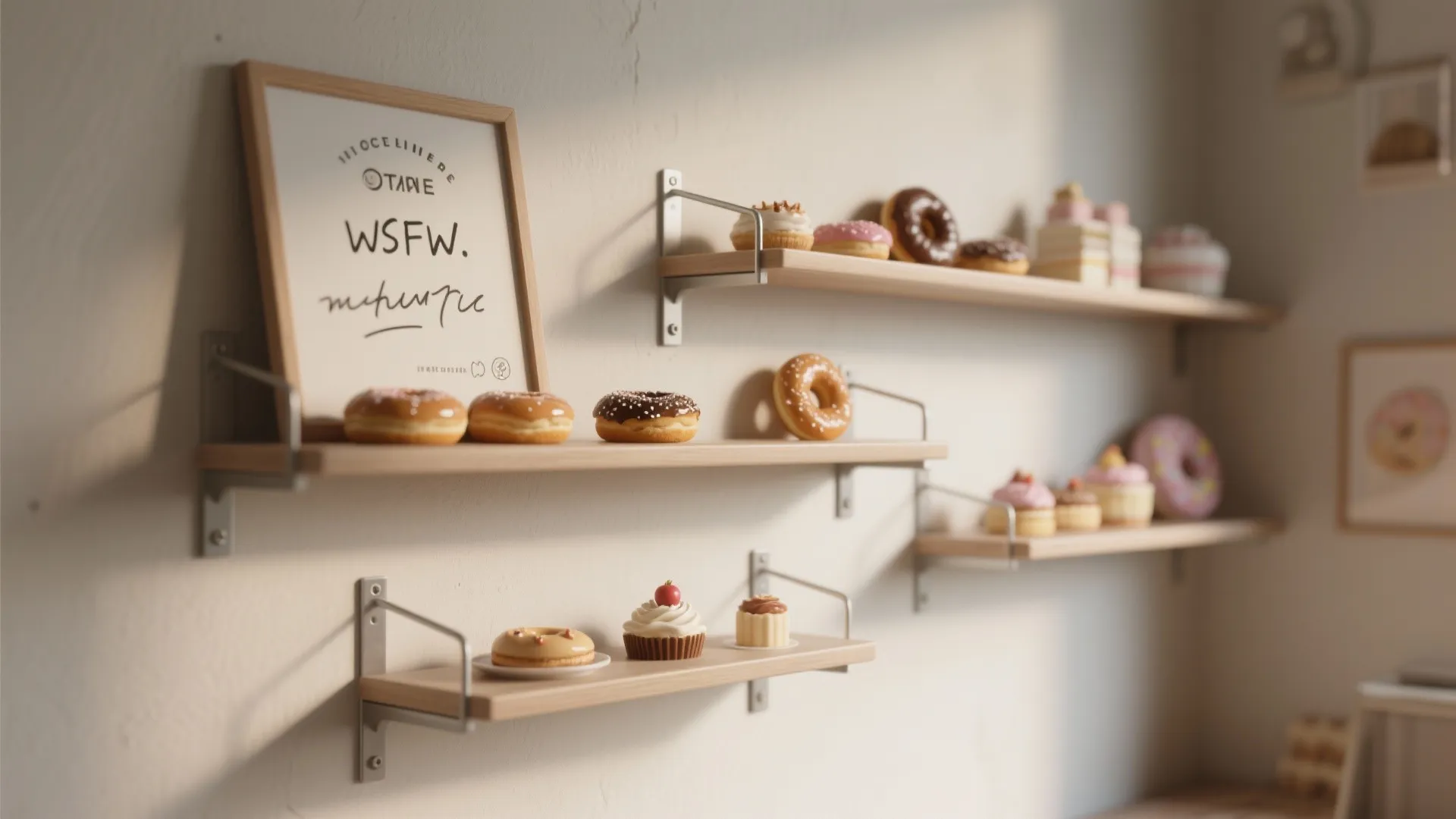5. Floating Shelves with Signage