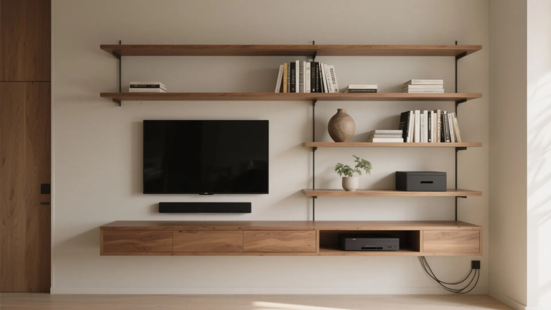 Floating Shelves + Sculptural Storage