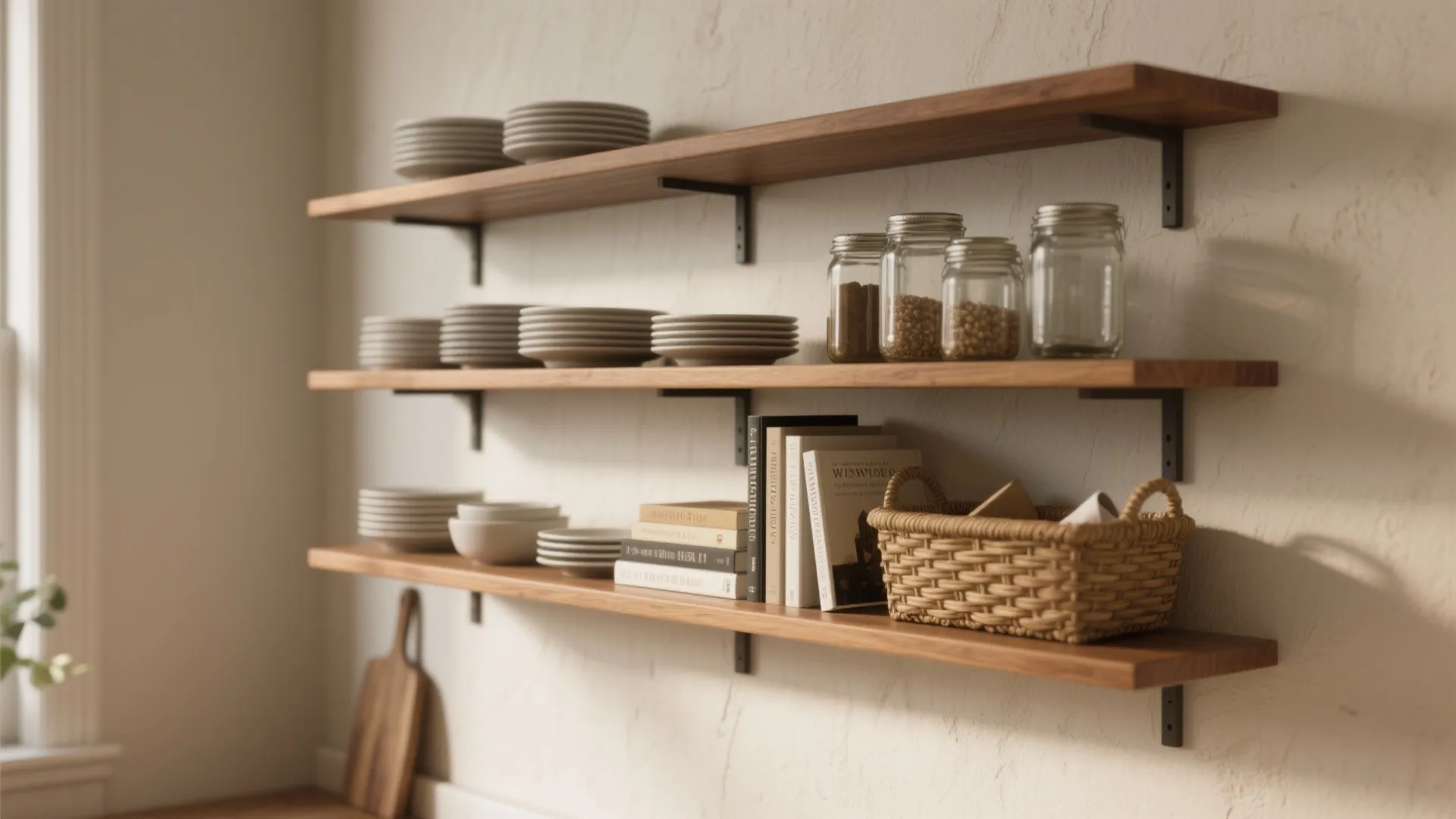 1. Floating shelves as a layered display
